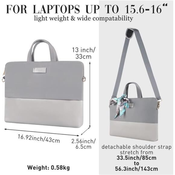 Laptop Bag for Women 15.6-Inch Carrying - Computer Bag Laptop Case Shoulder - Picture 6 of 7